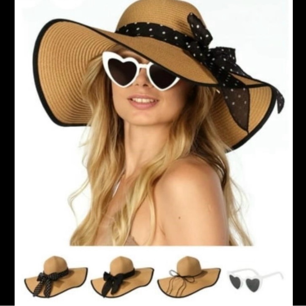 Funcredible Women’s Wide Brim Sun Hat w/glasses